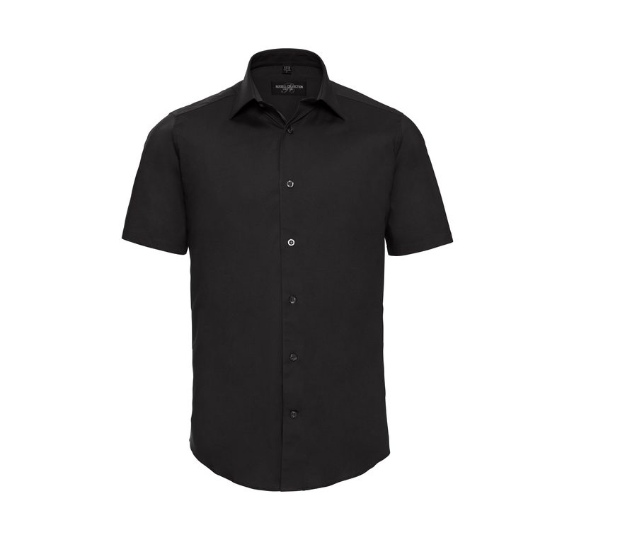 MEN'S SHORT SLEEVE FITTED STRETCH SHIRT — Farbe BLACK