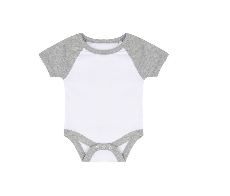 ESSENTIAL SHORT SLEEVED BASEBALL BODYSUIT — Farbe WHITE/HEATHER GREY