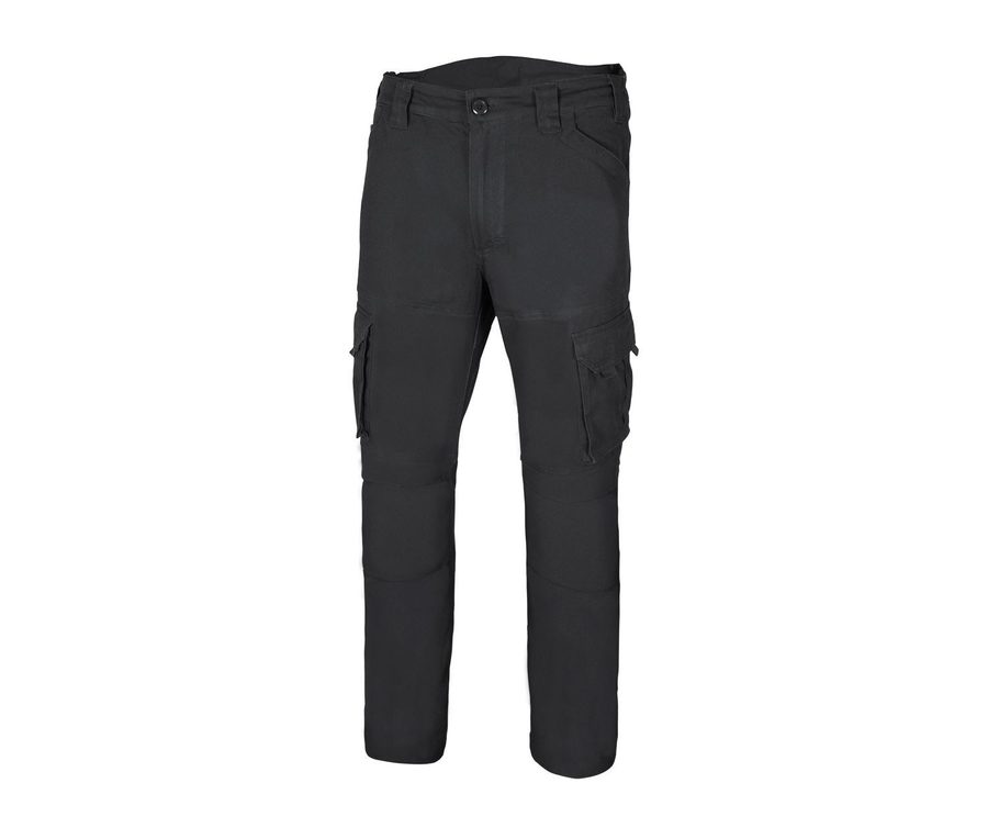 MULTI-POCKET STRETCH COTTON TROUSERS — Farbe BLACK