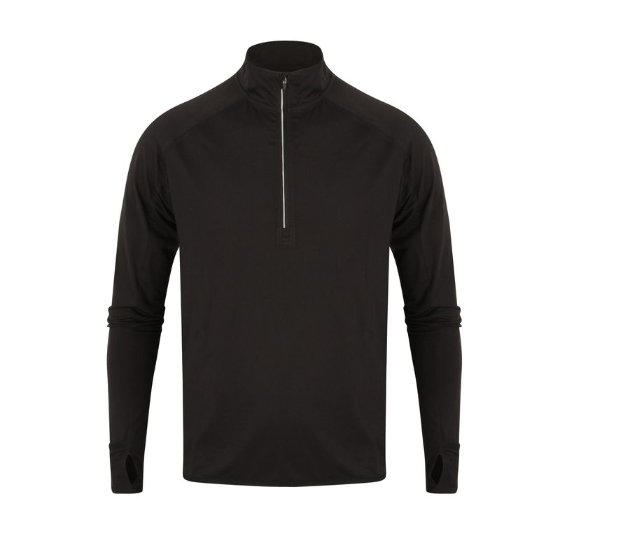 LONG SLEEVED 1/4 ZIP TOP — Farbe BLACK