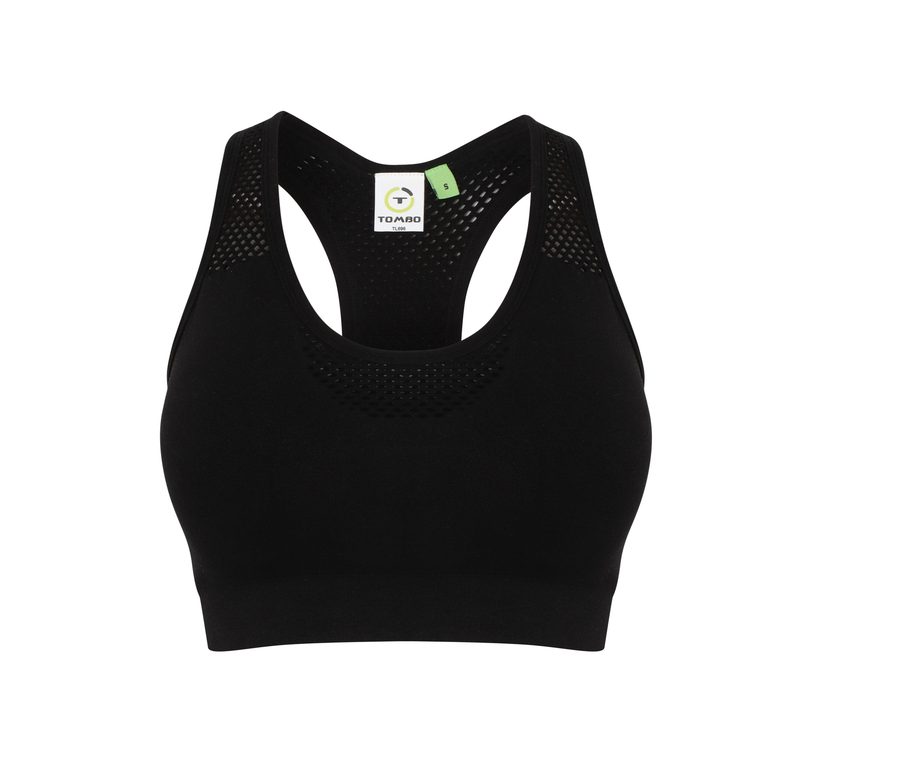 LADIES' SEAMLESS CROP TOP — Farbe BLACK