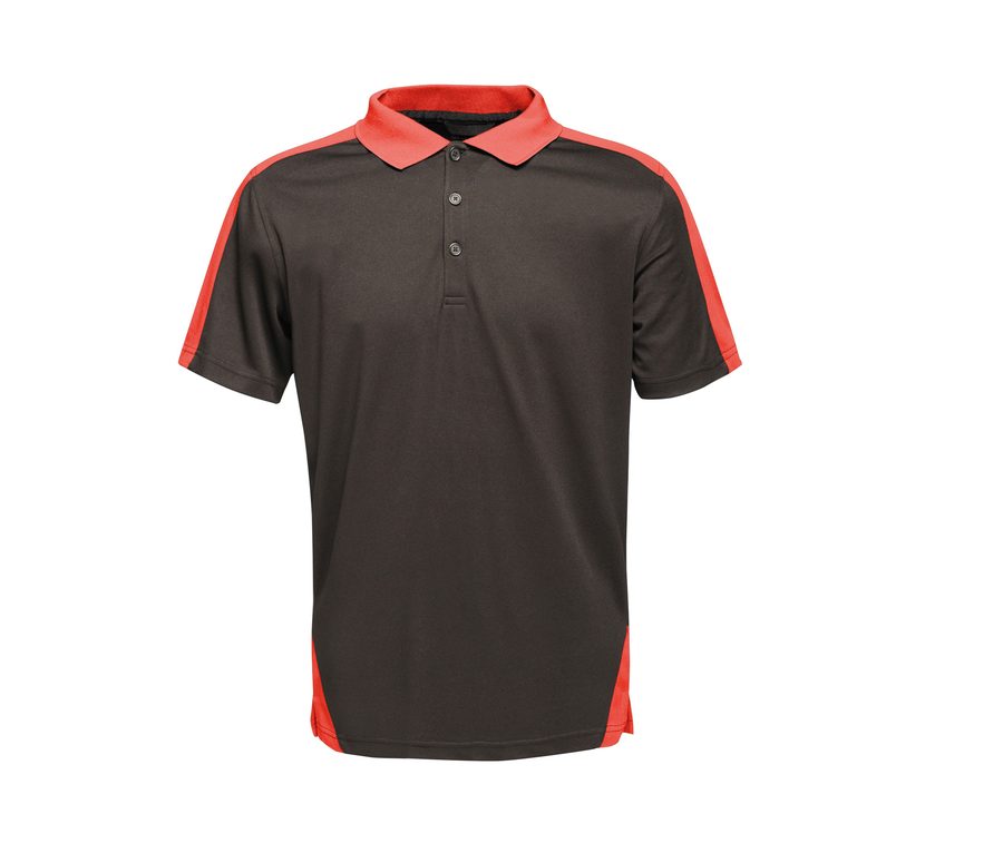 CONTRAST COOLWEAVE POLO — Farbe BLACK/CLASSIC RED