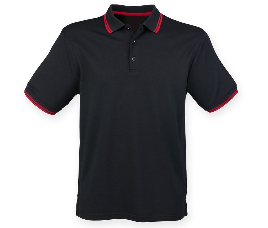 COOLPLUS® TIPPED POLO SHIRT — Farbe BLACK/RED