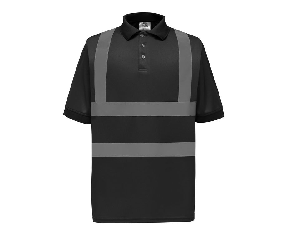 HI-VIS SHORT SLEEVE POLO SHIRT — Farbe BLACK