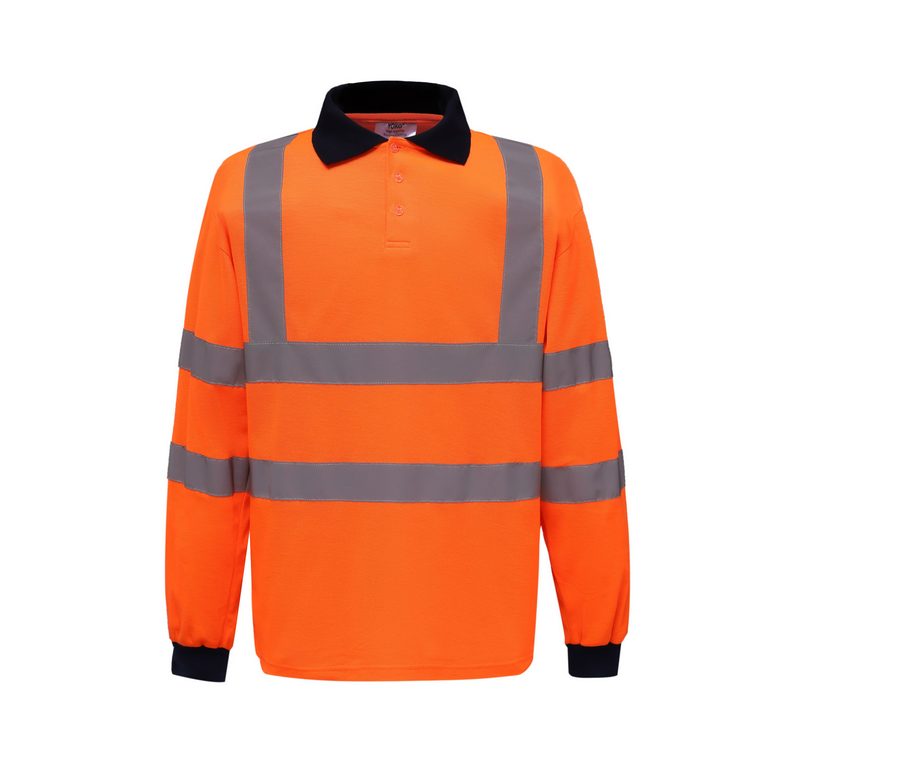 HI-VIS LONG SLEEVE POLO SHIRT — Farbe HI VIS ORANGE