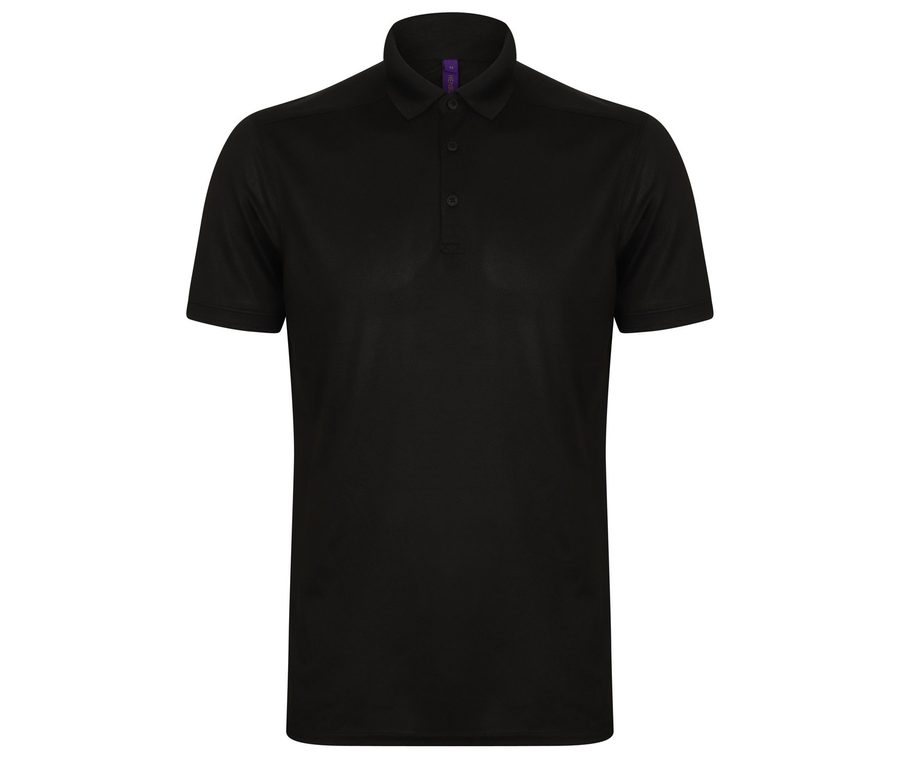 MEN’S STRETCH POLYESTER POLO SHIRT — Farbe BLACK