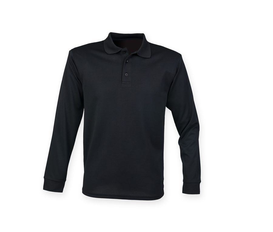 COOLPLUS® LONG SLEEVED POLO SHIRT — Farbe BLACK