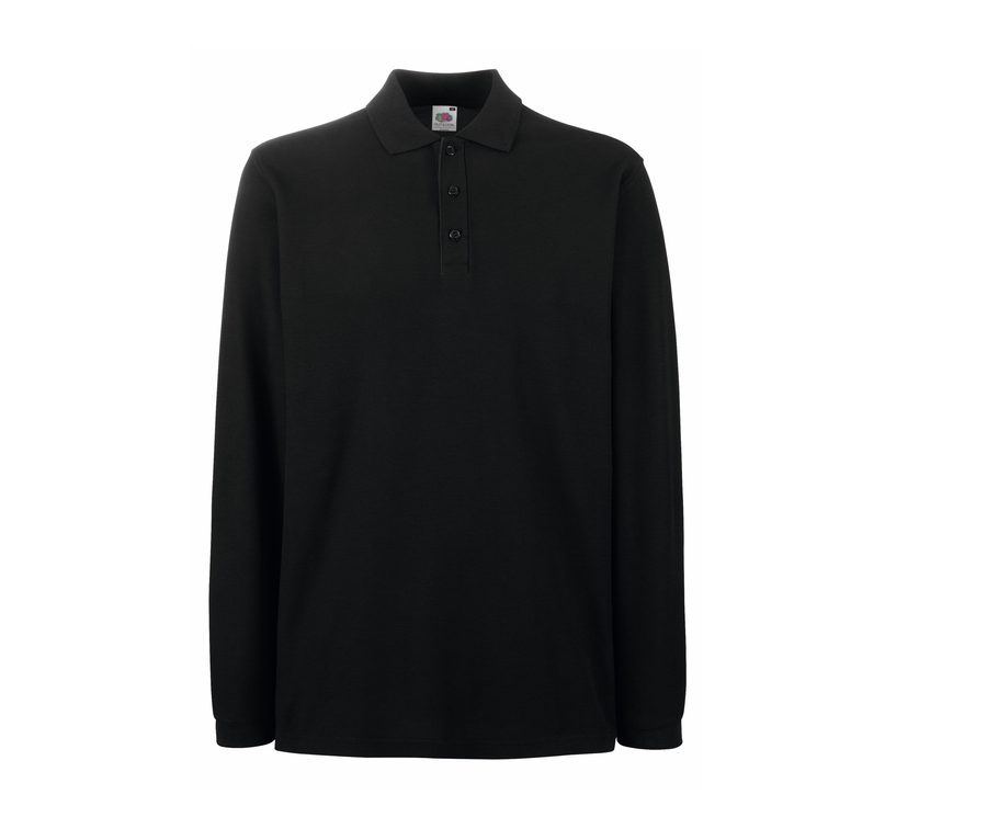 PREMIUM LONG SLEEVE POLO — Farbe BLACK