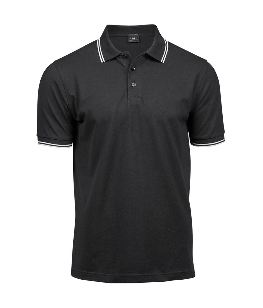 LUXURY STRIPE STRETCH POLO — Farbe BLACK/WHITE