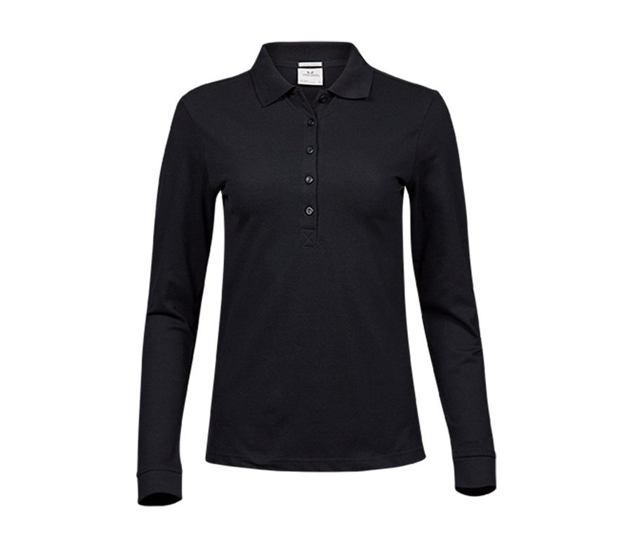 LADIES LUXURY STRETCH LONG SLEEVE POLO — Farbe BLACK