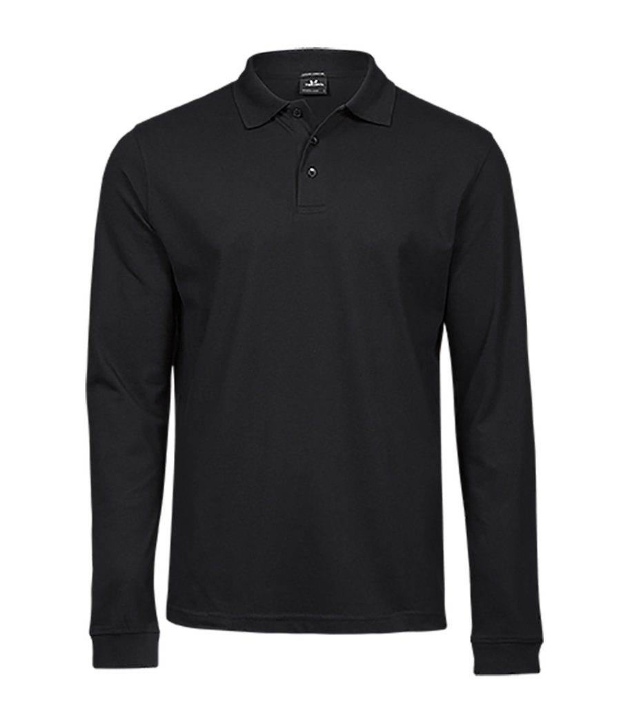 LUXURY STRETCH LONG SLEEVE POLO — Farbe BLACK