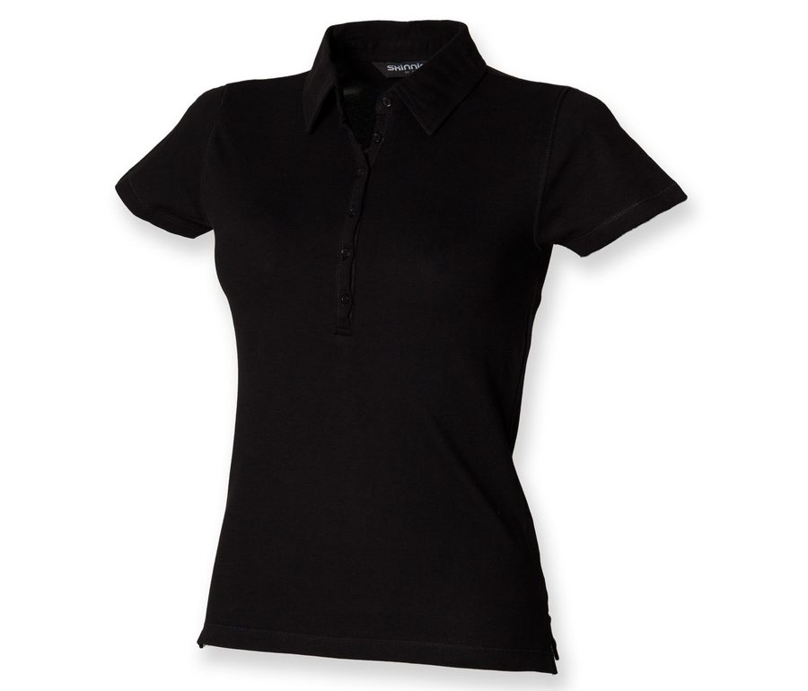 WOMEN'S SHORT-SLEEVED STRETCH POLO — Farbe BLACK