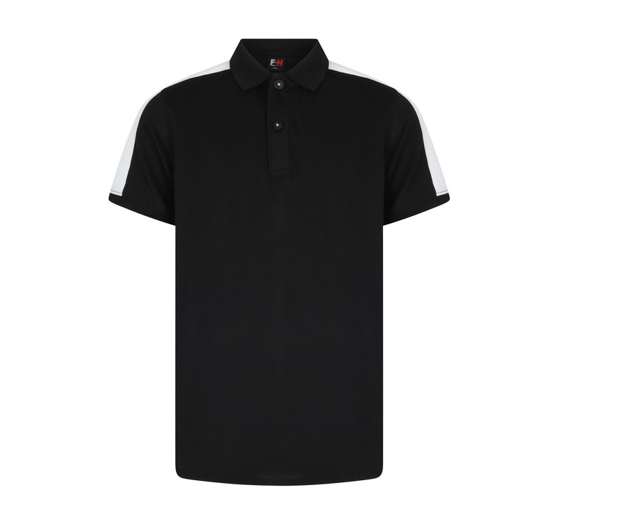 KID'S CONTRAST PANEL POLO — Farbe BLACK/WHITE