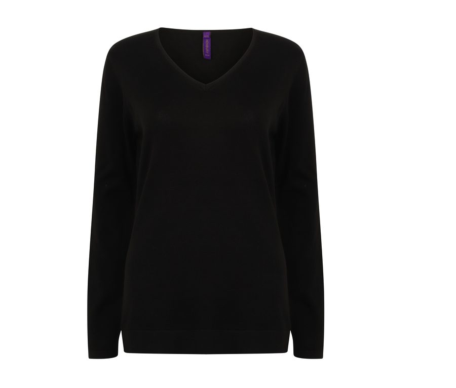 LADIES' V-NECK JUMPER — Farbe BLACK
