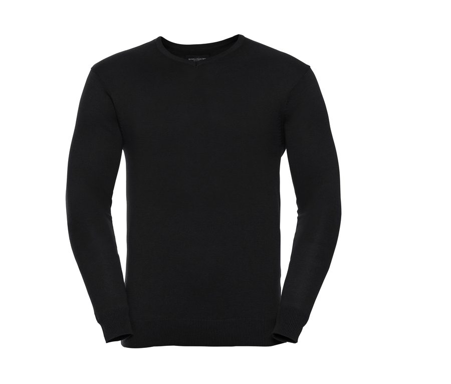 MEN'S V-NECK KNITTED PULLOVER — Farbe BLACK