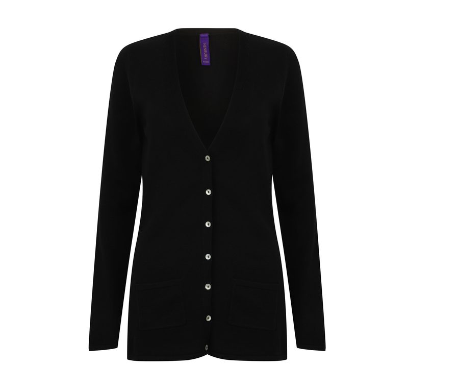 LADIES' V - BUTTON CARDIGAN — Farbe BLACK