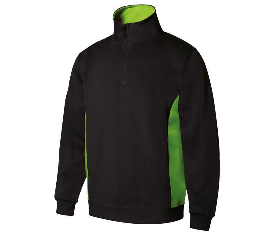 TWO-TONE HALF-ZIP SWEATSHIRT — Farbe BLACK/LIME