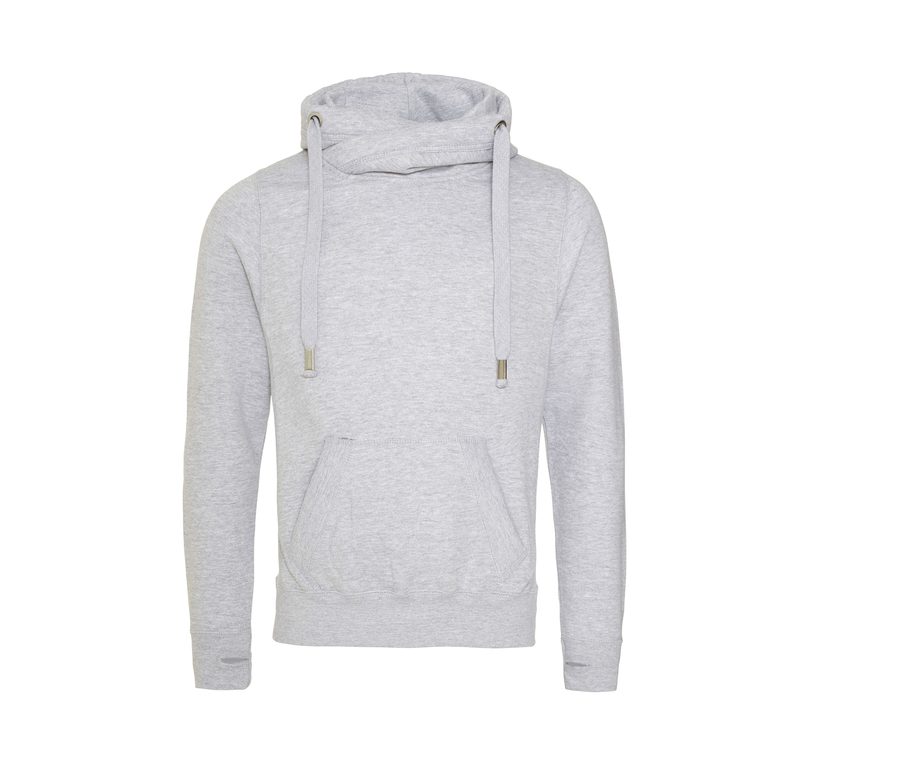 CROSS NECK HOODIE — Farbe HEATHER GREY