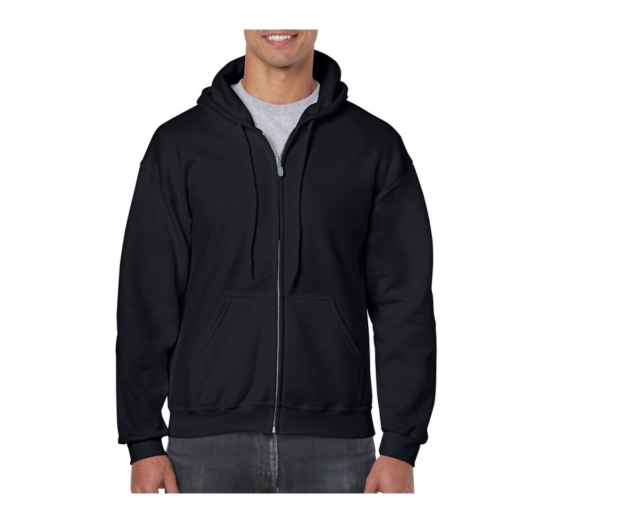 HEAVY BLEND ADULT FULL ZIP HOODED SWEATSHIRT — Farbe BLACK
