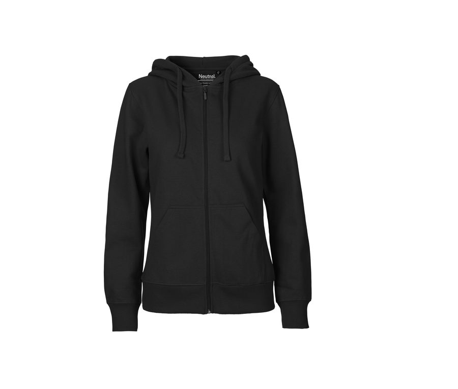 LADIES HOODIE WITH ZIP — Farbe BLACK