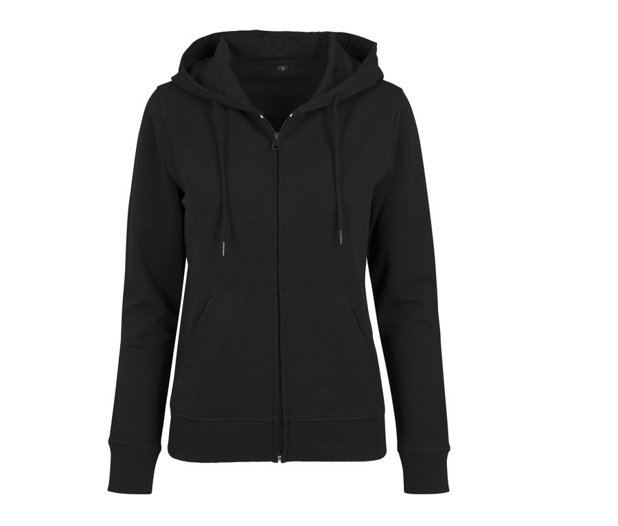 LADIES TERRY ZIP HOODY — Farbe BLACK