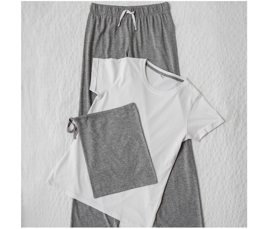 LONG PANT PYJAMAS SET — Farbe WHITE/HEATHER GREY