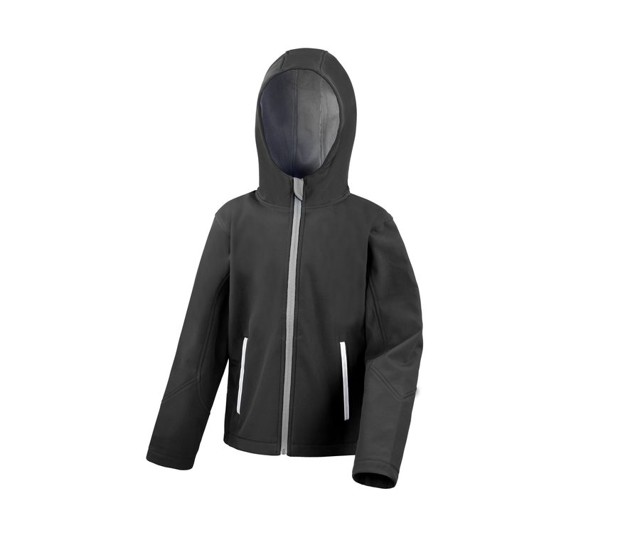 JUNIOR/YOUTH TX PERFORMANCE HOODED SOFTSHELL — Farbe BLACK/GREY