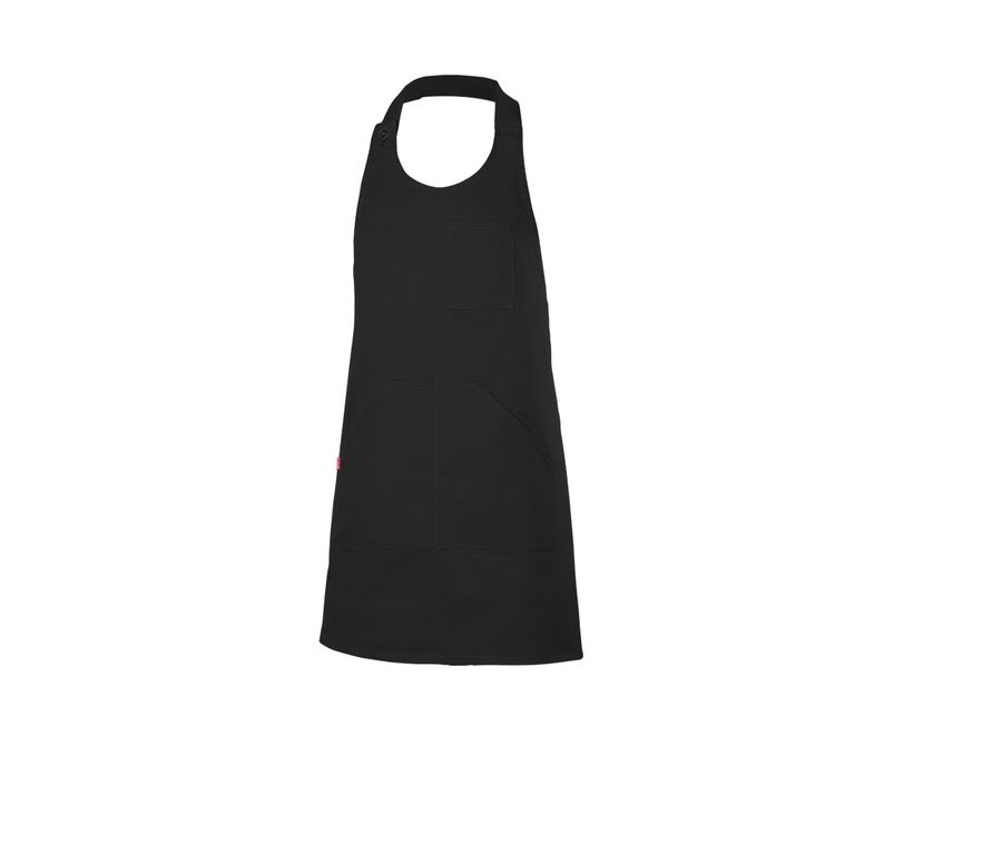 SHORT BUTTONED BIB APRON — Farbe BLACK