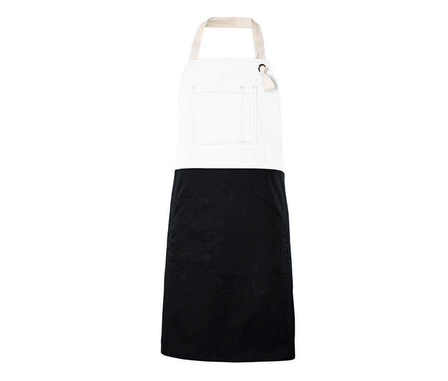 TWO-TONED BIB APRON — Farbe WHITE