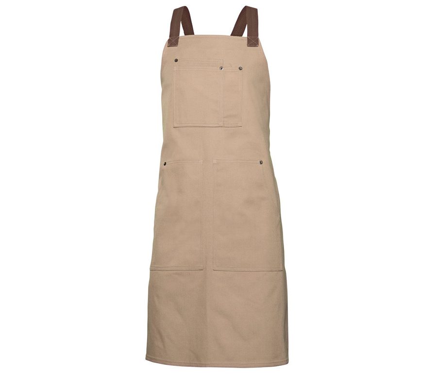CANVAS BIB APRON — Farbe BEIGE/BROWN