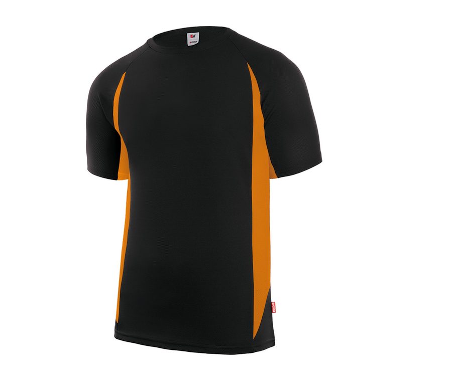 TWO-TONE TECHNICAL T-SHIRT — Farbe BLACK/FLUO ORANGE
