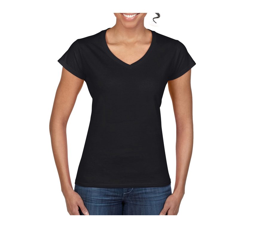 SOFTSTYLE® LADIES' V-NECK T-SHIRT — Farbe BLACK