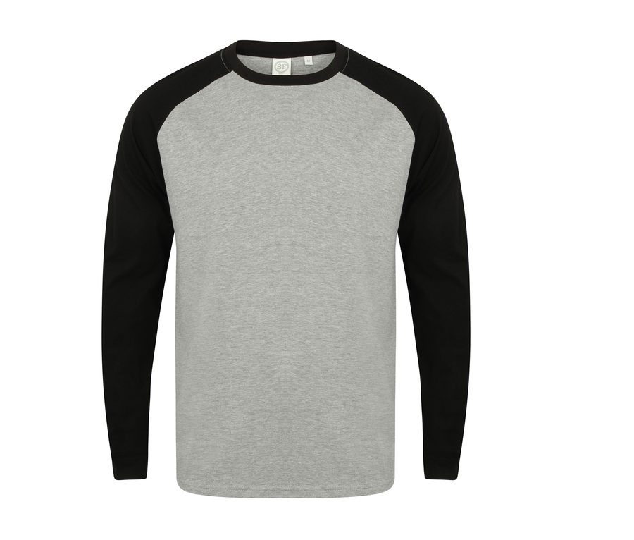 L/S BASEBALL T — Farbe HEATHER GREY/BLACK
