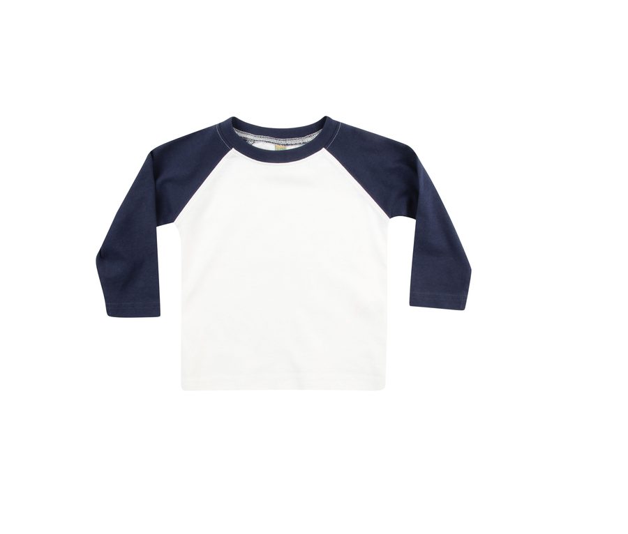 L/S BASEBALL T SHIRT — Farbe WHITE/NAVY