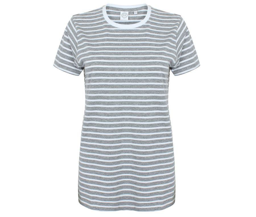 UNISEX STRIPED T — Farbe HEATHER GREY/WHITE
