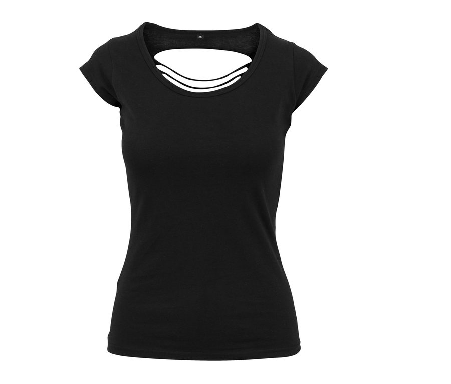 LADIES BACK CUT TEE — Farbe BLACK
