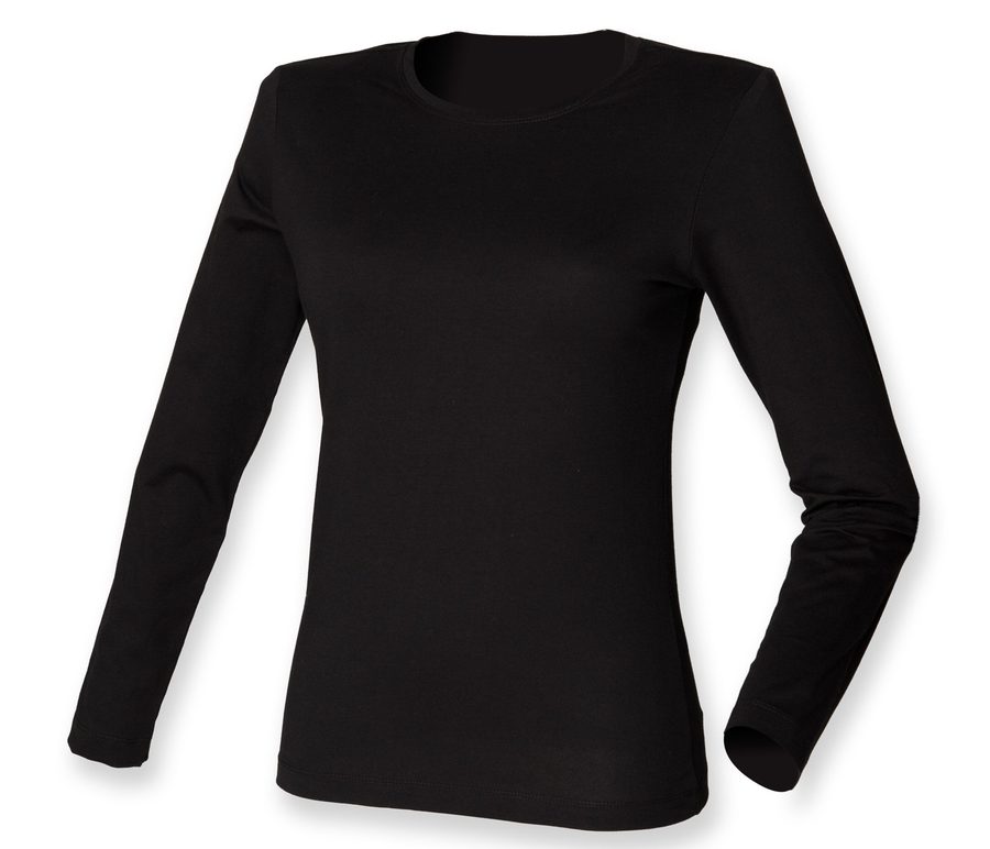 LADIES FEEL GOOD LONG SLEEVED STRETCH T — Farbe BLACK